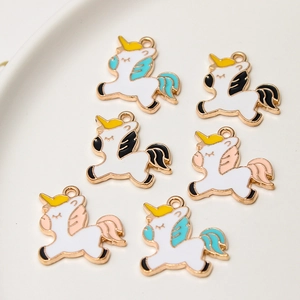 Lot de 6 pendentifs licorne en émail et alliage pour création de bijoux DIY