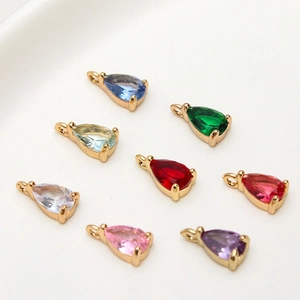 Mini-Tränen-Kristallanhänger in 8 Farben mit vergoldeten Kupferfassungen für DIY-Schmuck