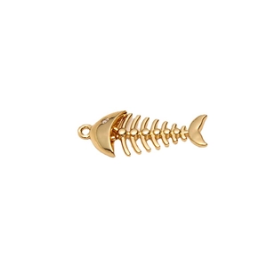 Colgante creativo de espina de pescado dorado con circón para collares y joyería DIY