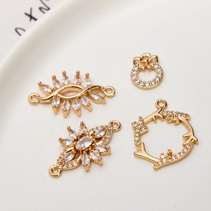 Pendentifs et breloques fleurs de rose en cuivre et zircon pour bijoux DIY
