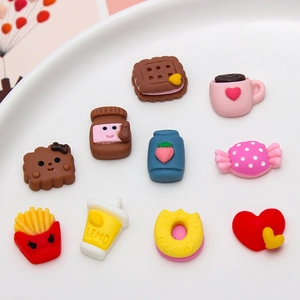 Miniature resin food charms set with cookies and drinks for DIY craft accessories