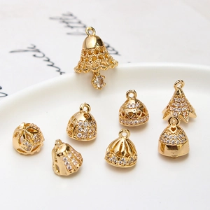 Vintage Copper Hollow Bell Pendant With Rhinestone DIY Jewelry Making Accessories For Earrings Bracelet Necklace Findings