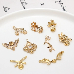 DIY Koperen Zirkonia Kunstparel Lege Instelling Hanger Bloem Vlinder Blad Charms Voor Sieraden Maken Ketting Armband Accessoire
