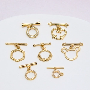 Fermoirs à Bascule en Cuivre Plaqué Or 14K pour la Fabrication de Bijoux Connecteurs Strass pour Colliers Bracelets Fournitures DIY