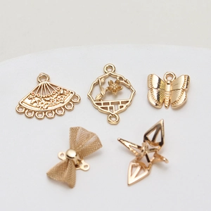 DIY Jewelry Pendants Gold Plated Copper Butterfly Fan Paper Crane Bow Styles Vintage DIY Craft Jewelry Findings