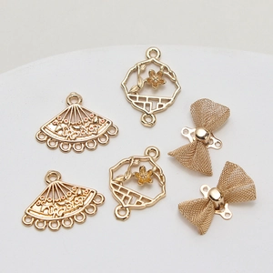 Golden Chinese style butterfly and fan pendants for DIY jewelry and earring making