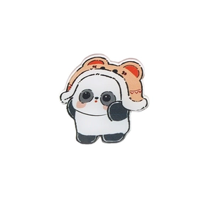 Cute cartoon panda resin acrylic patch with brown bear hat for hair clips and DIY decor
