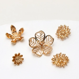 Golden flower-shaped DIY jewelry components for elegant earring and pendant making