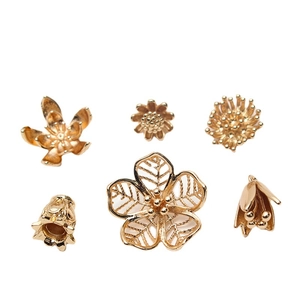 Gold brass flower charms and spacers set for DIY jewelry and earring making