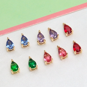 Colorful pear-cut crystal teardrop pendants with gold-plated claw settings for DIY jewelry