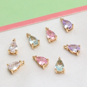 Colorful pear-shaped crystal teardrop charms with gold claw settings for DIY jewelry making