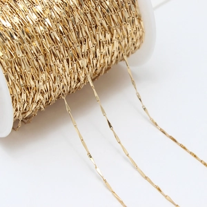 14K gold plated bamboo link chain on a white plastic spool for DIY jewelry making