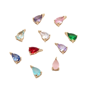 Set of 10 colorful pear-shaped crystal charms with gold-plated alloy claws for jewelry DIY