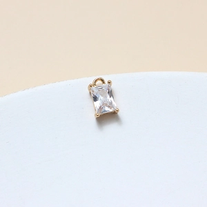 Minimalist rectangular crystal zircon pendant with gold plated claw setting for DIY jewelry