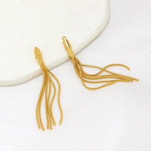 Gold Plated Copper Tassel Pendant Snake Bone Chain DIY Jewelry Findings For Earring Hairpin Making Vintage Accessory