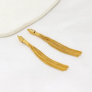 14K gold plated tassel pendant set with elegant snake chain design for DIY jewelry making