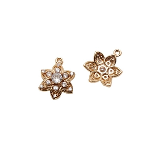 Pendentif fleur dorée avec zircone pour la création de bijoux DIY et l'artisanat