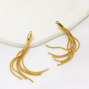 DIY jewelry accessories featuring pair of 14K gold plated snake chain tassel pendants
