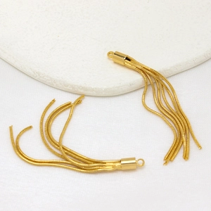 14K gold plated copper tassel pendants with snake chain fringe for DIY jewelry making