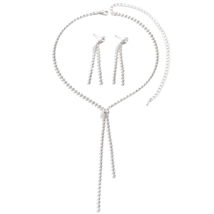 Elegante kristallen bruidssieradenset 2025 met Y-halsketting en druppeloorbellen