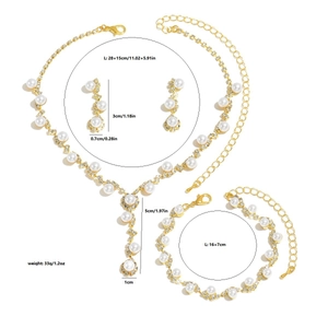 Detaillierte Größentabelle für Perlenkette, Armband und Ohrring-Schmuckset in Gold