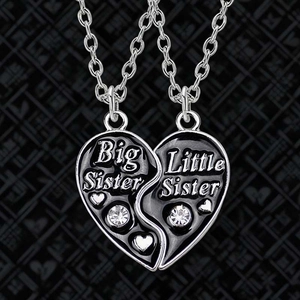 Collane Big Little Sister con ciondolo a cuore spezzato e cristalli scintillanti