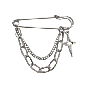 Broche ajustable pour taille avec doubles chaînes et pendentif étoile au style streetwear