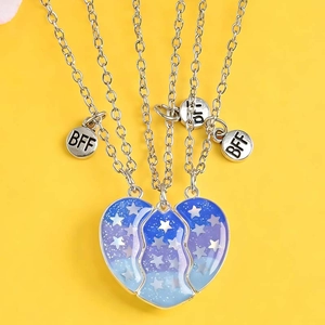 BFF Cielo Stellato Cuore Puzzle Collana Portachiavi Lega di Zinco Smalto Migliore Amico Gioielli Amicizia Regalo Bambini Ragazze