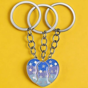 Collane magnetiche cuore cielo stellato per bambini, ciondoli puzzle blu smaltati
