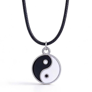 Hip hop stijl Yin Yang Tai Chi hanger ketting met zwart gevlochten koord voor unisex