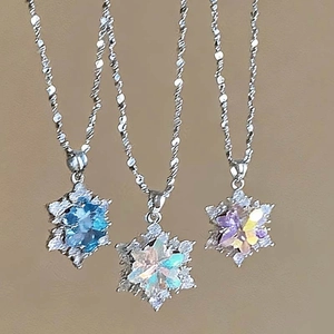 Sneeuwvlok Hanger Halsketting Zinklegering Strass Choker Voor Dames Elegant Winter Kerst Sieraden Cadeau