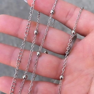 Sexy minimalist silver waist chain with small metal beads for beach bikini summer jewelry