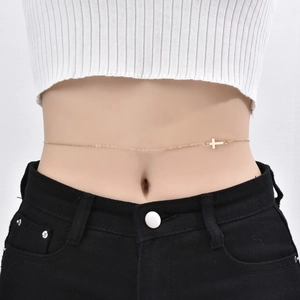 Chic gold alloy waist chain with delicate cross pendant for women fashion styling