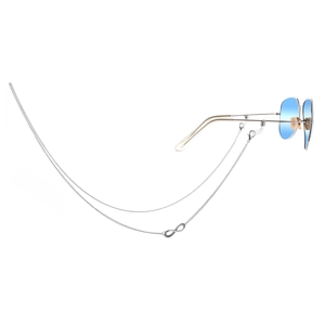 Occhiali da sole aviator argento con lenti sfumate blu e catenella con segno infinito