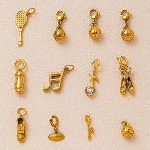 Roestvrijstalen Hanger Ketting Minimalistisch Mode Verguld Muzieknoot Sport Bal Bedeltje Accessoire Sieraden Unisex