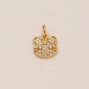 Minimalistische 18K vergulde tijger hanger met zirkonia en Chinees Wang-teken
