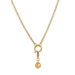 18K gold plated stainless steel necklace featuring a ball pendant and O-spring clasp