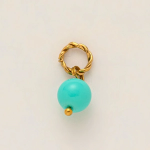 Pendentif cercle corde torsadée plaqué or 18 carats avec perle de pierre vert turquoise