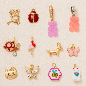 Süße Tier Anhänger Halskette Für Damen Herren Kupfer Edelstahl Katze Bär Biene Schmetterling Charms Emaille Modeschmuck Geschenk