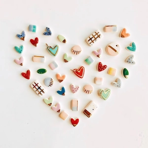 Stainless Steel Heart Pendant DIY Necklace Accessories Macaron Colored Enamel Look Charms For Women Fashion Jewelry Making