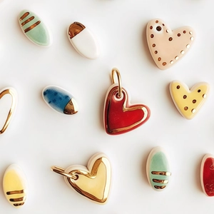 Colorful macaron zircon heart pendants with gold plating for DIY jewelry making