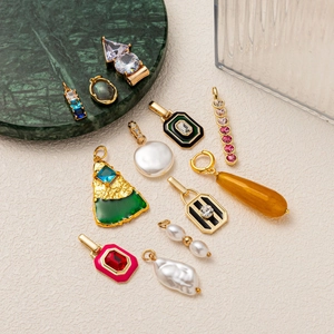 DIY copper pendant set with pearl house zircon charms for stylish necklace accessories