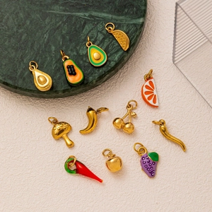 Ciondoli a forma di frutta in acciaio inossidabile placcato oro 18K per gioielli DIY