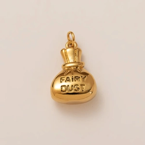 Polished 18K gold-plated stainless steel guitar bag charm with Fairy Dust engraving