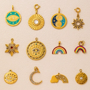 18K Vergoldeter Edelstahl Böser Blick Regenbogen Anhänger Halskette Böhmischer Mystischer Schmuck Für Frauen DIY Geschenk