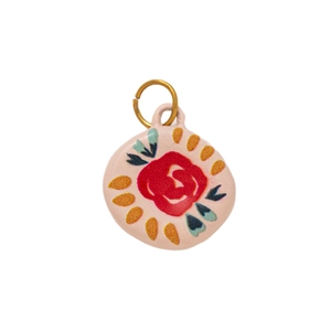 Artistic 18K gold plated stainless steel pink pendant with red rose for DIY jewelry