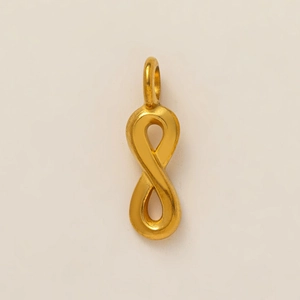 Matte 18K gold vacuum plated infinity symbol pendant with thick smooth lines