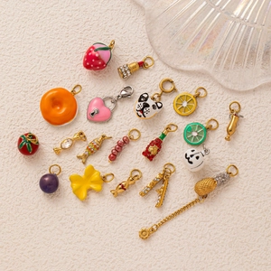 Collection de breloques citrouille et fruits dorées pour la création de bijoux DIY