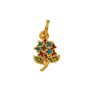 18K gold plated stainless steel floral pendant with colorful enamel petals and leaves