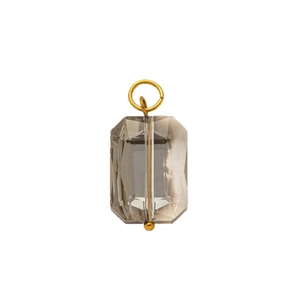 Pendentif pierre de naissance en acier doré 18 carats avec cristal rectangulaire fumé